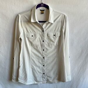 Eddie Bauer ivory/cream stretchy button down shirt, size M